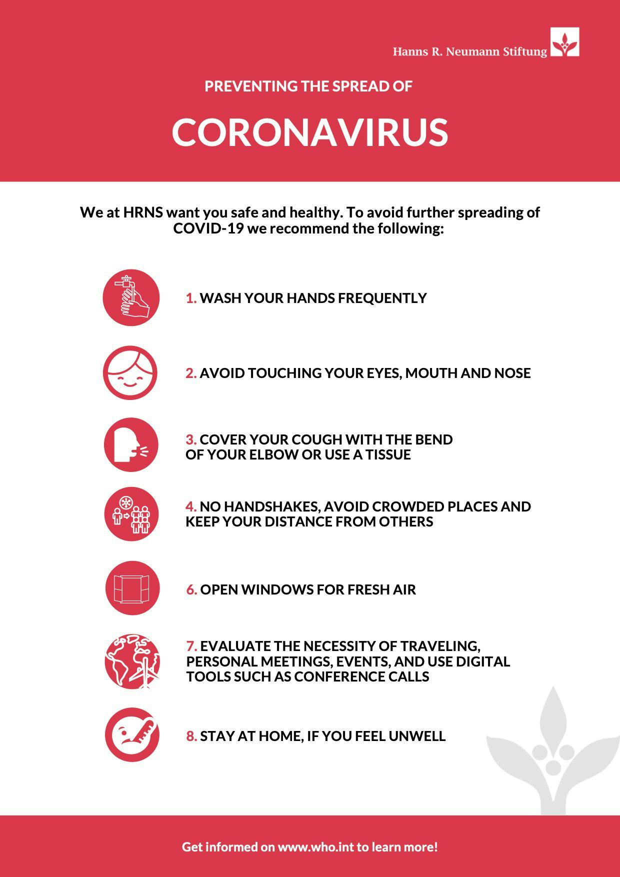 Preventing the spread of Coronavirus in English