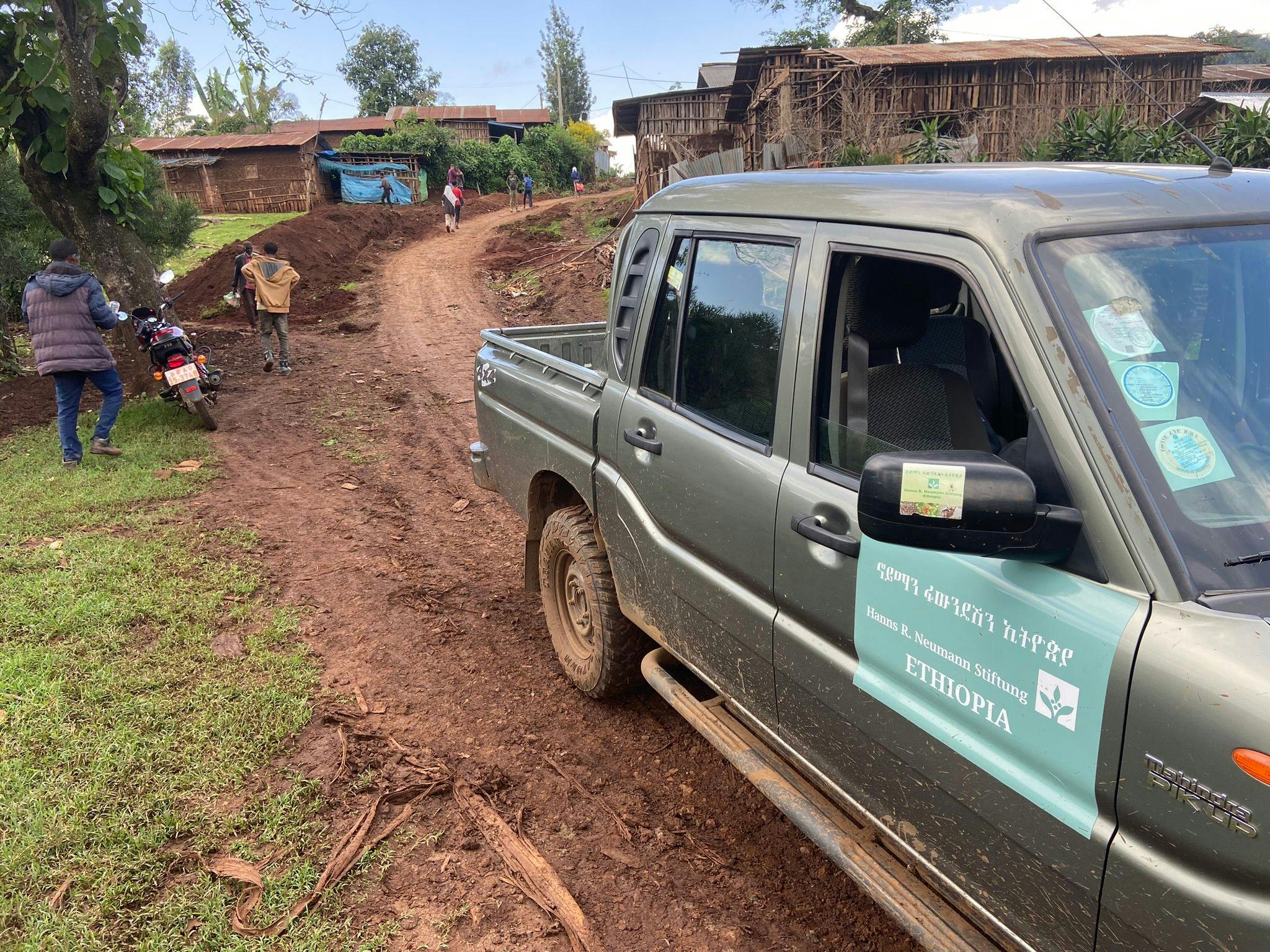 A HRNS car in a remote Ethiopian Village