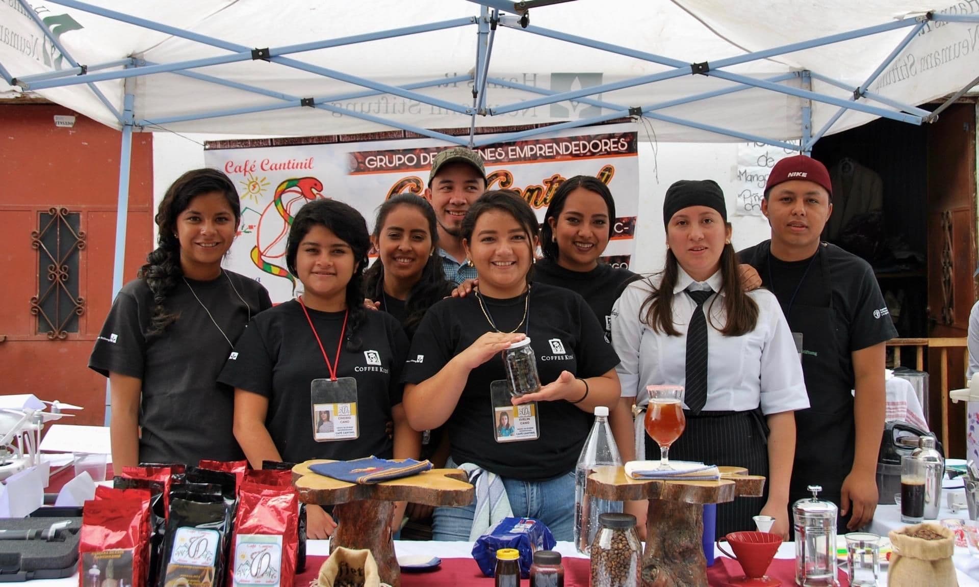 Alejandro and his youth gorup during an entrepreneurship fair in San Antonio Huista, Huehuetenango