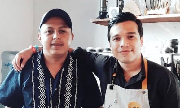 Alejandro together with his mentor Marlon, after a barista training course Alejandro together with his mentor Marlon, after a barista training course