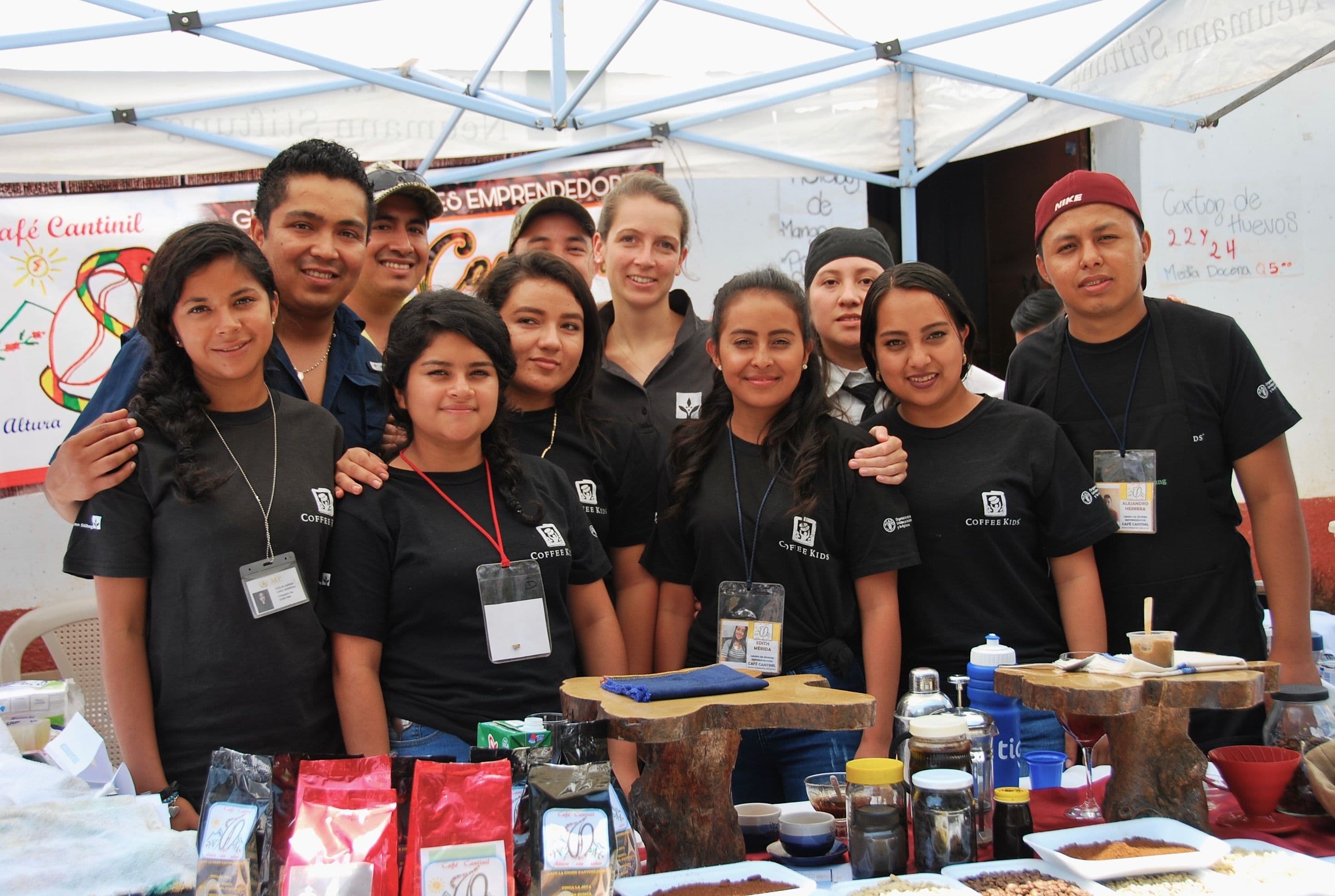 Young coffee farmers at a Coffee Kids event