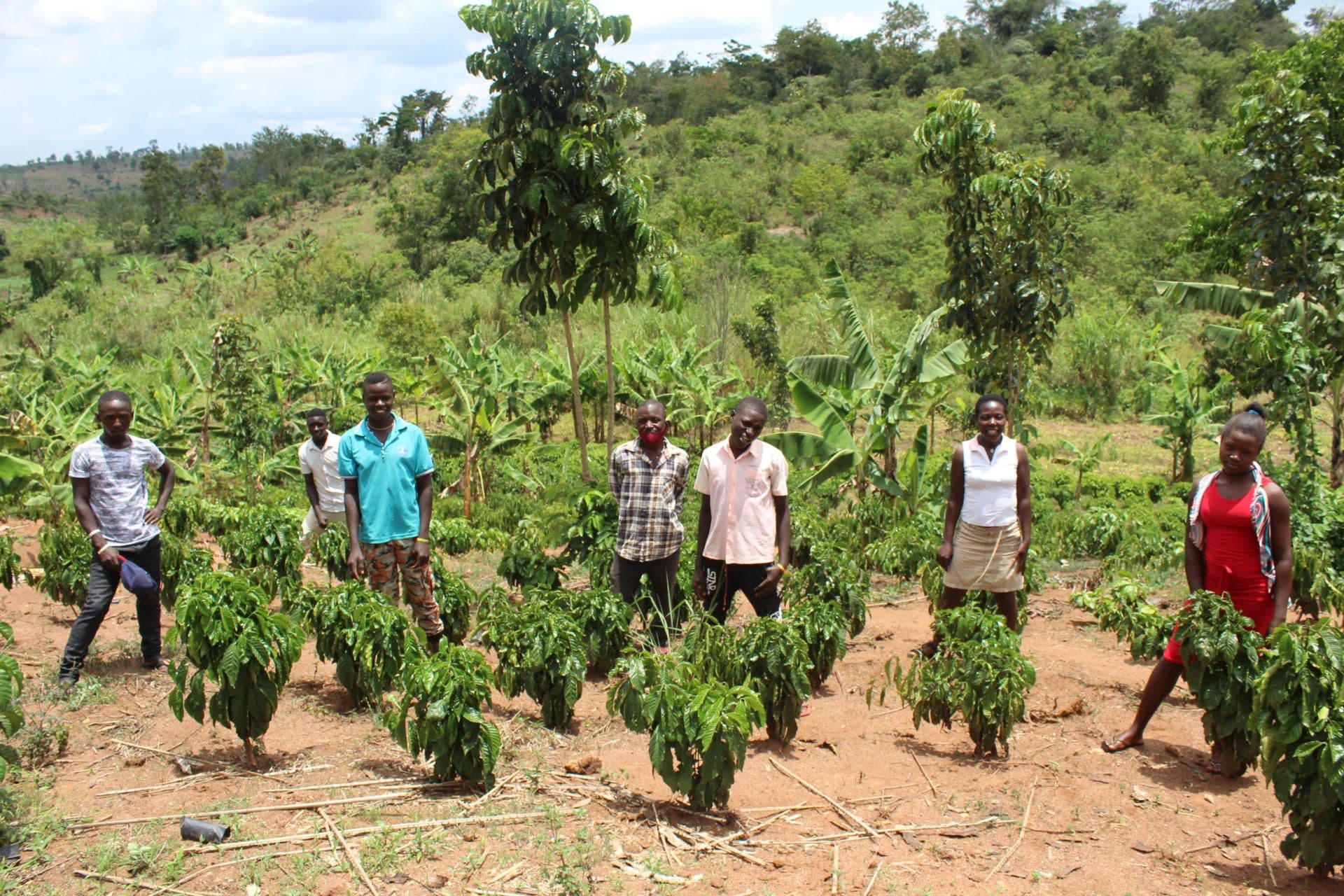 Josephine and other Cooperative members in their coffee Mother Garden